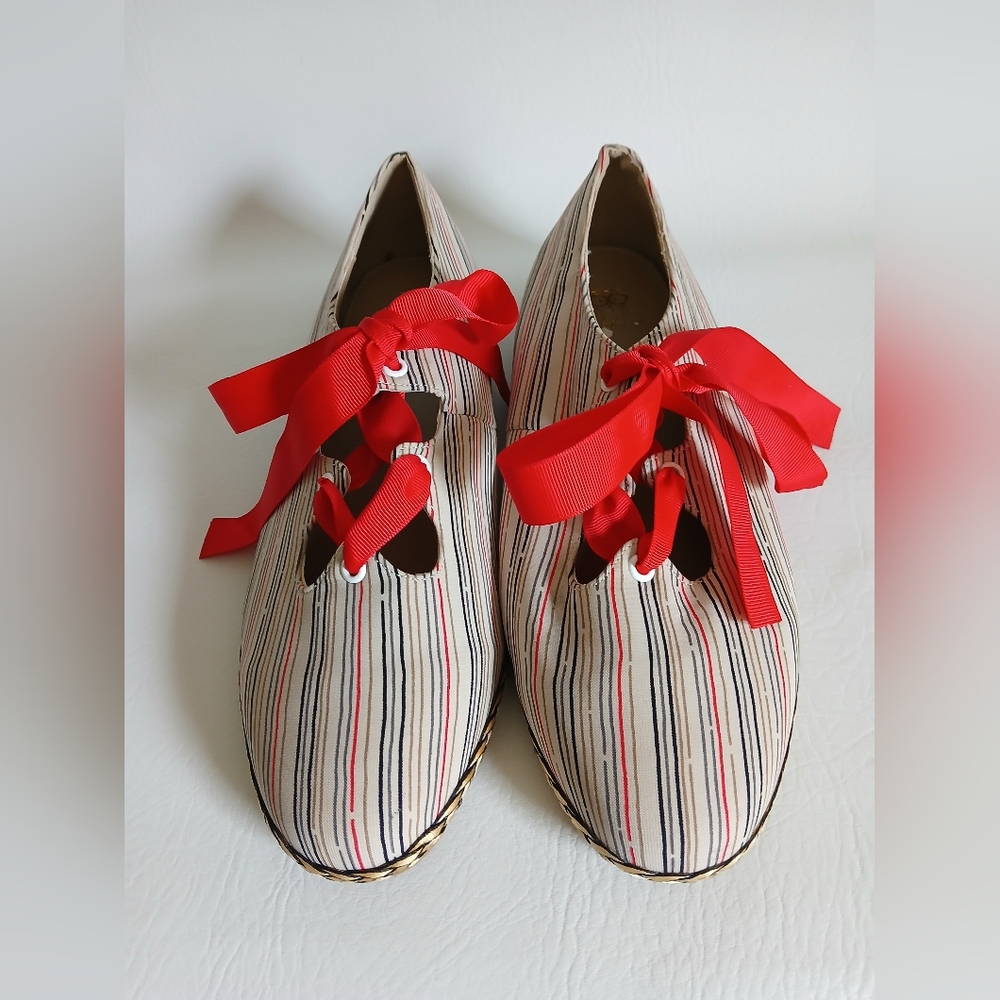 Red and White Flats with Decorative Ribbon